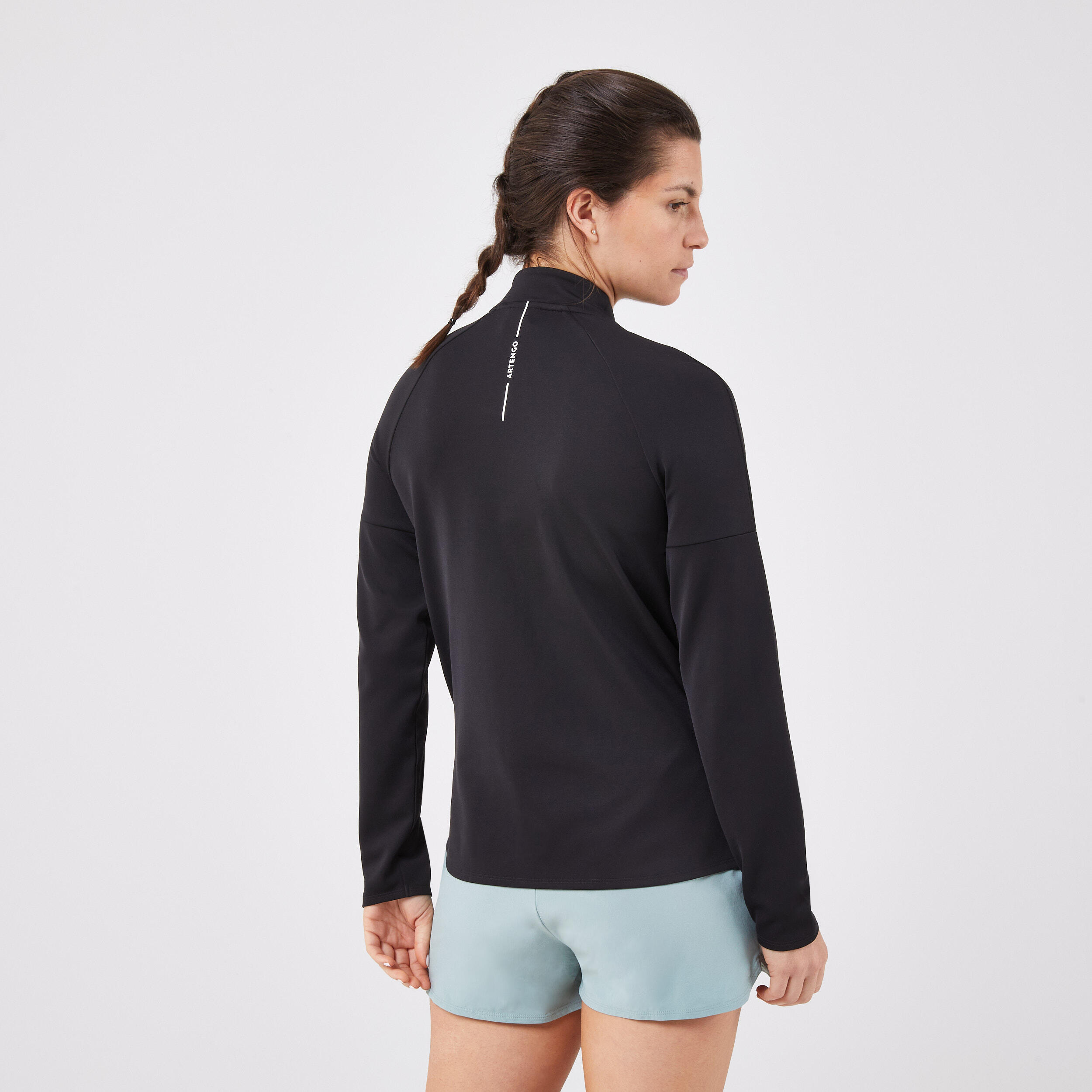 Thermo tennisshirt met lange mouwen dames zwart 4/6