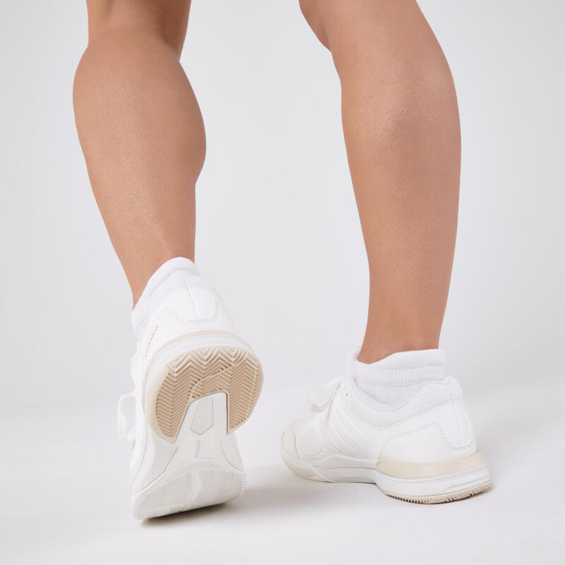 CHAUSSURES DE TENNIS  FEMME TERRE BATTUE TS500 BLANCHE MAGNOLIA