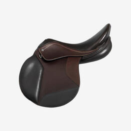 Selle équitation cuir 17,5&quot; cheval - 500 marron