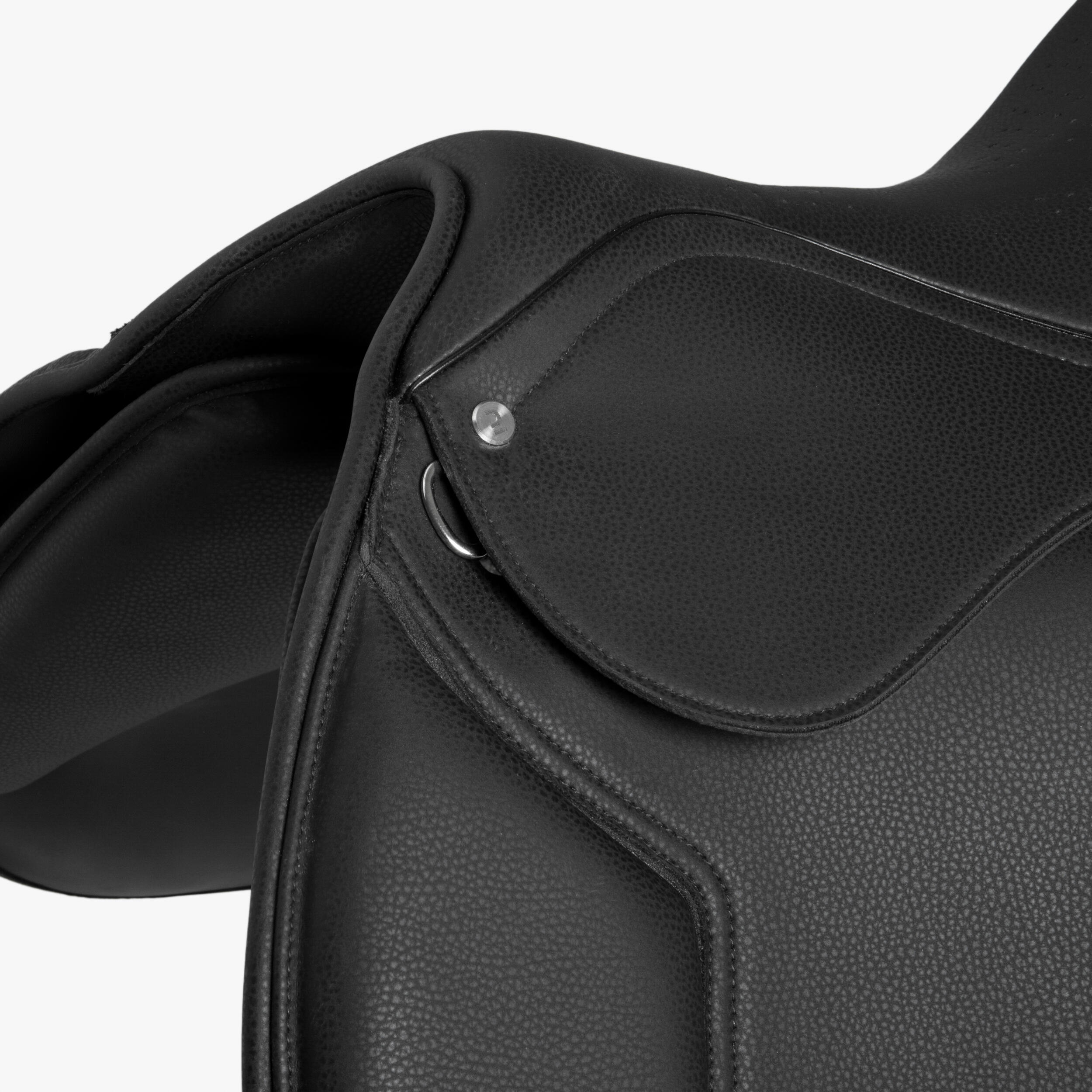 Horse Riding Synthetic Saddle for Horse and Pony 17.5" - 100 Black - FOUGANZA