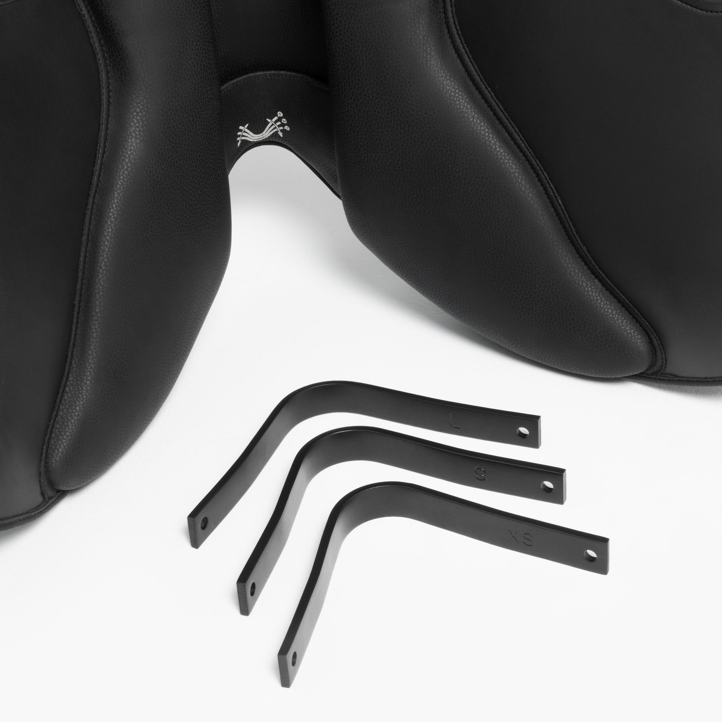 Horse Riding Leather Saddle 500 17.5" - Black