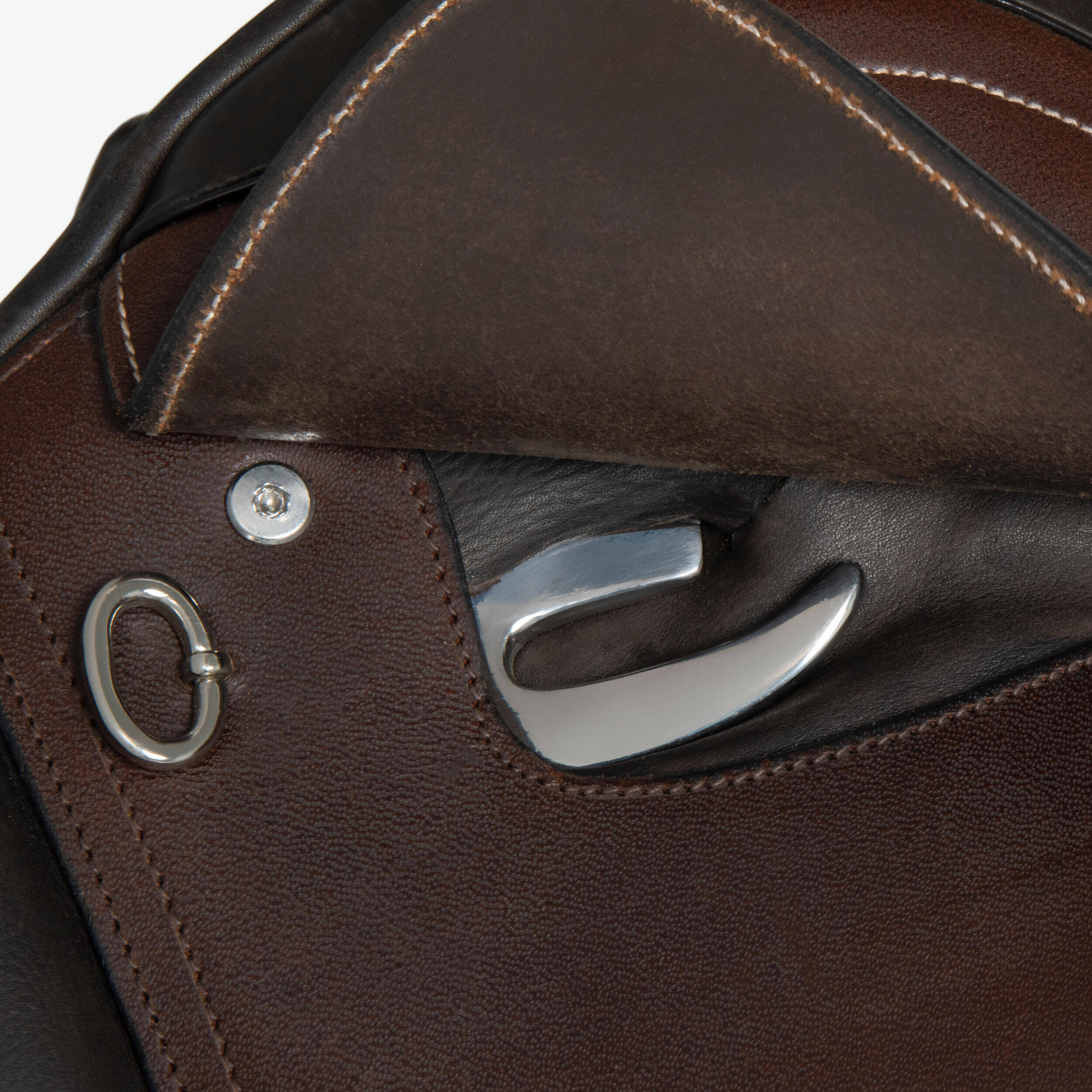 Horse Riding Leather Saddle 500 17.5" - Brown -  4