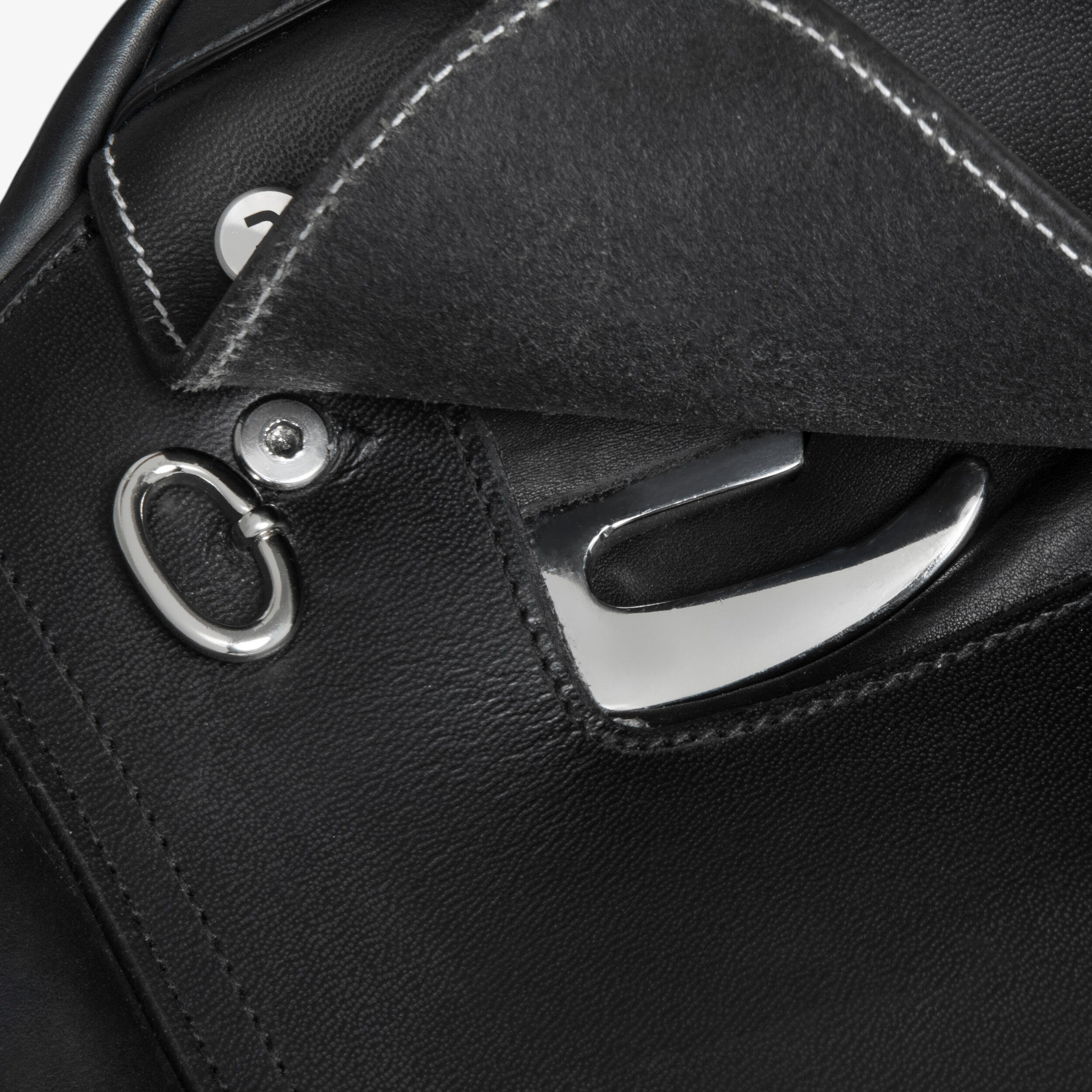 Horse Riding Leather Saddle 500 17.5" - Black