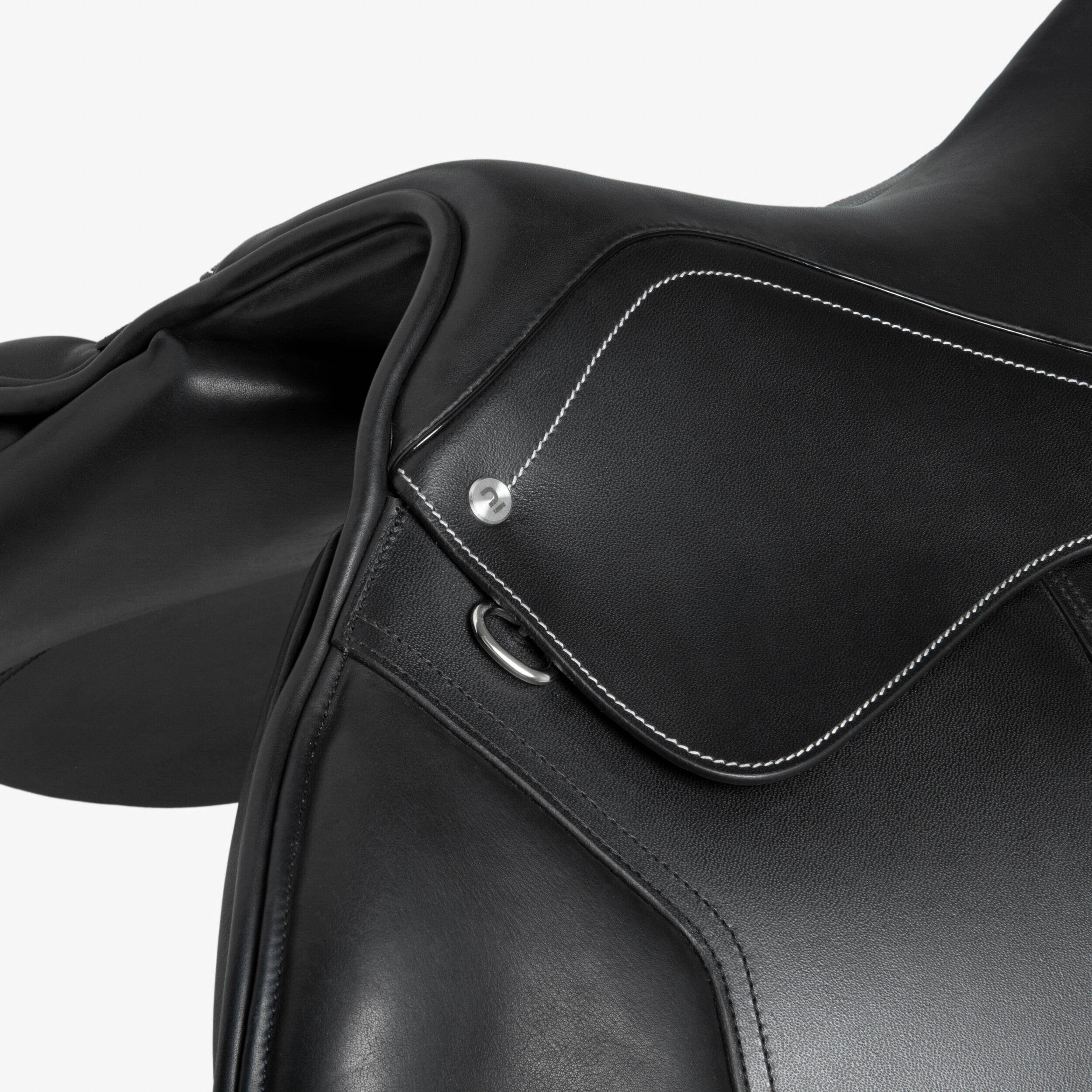 Horse Riding Leather Saddle 500 17.5" - Black -  4