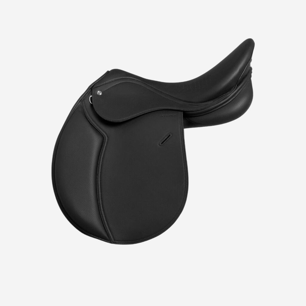 Selle équitation synthétique 17,5" cheval & poney - 100 noire