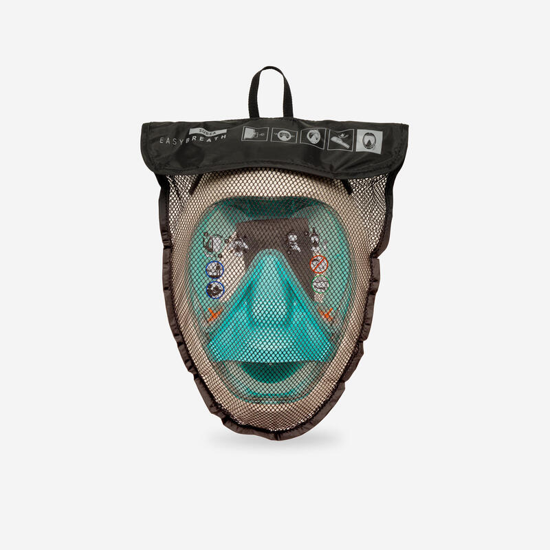 Mască snorkeling de scufundări Easybreath 900 > 10 ani Bej și verde 24