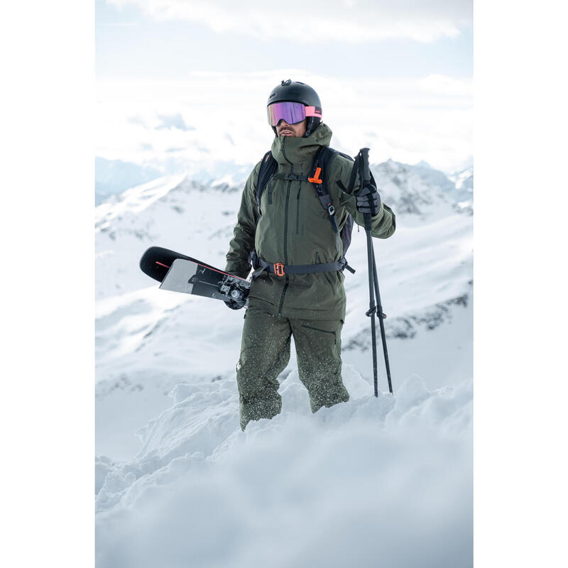 Pantalon de ski chaud et imperméable homme, FR500 kaki