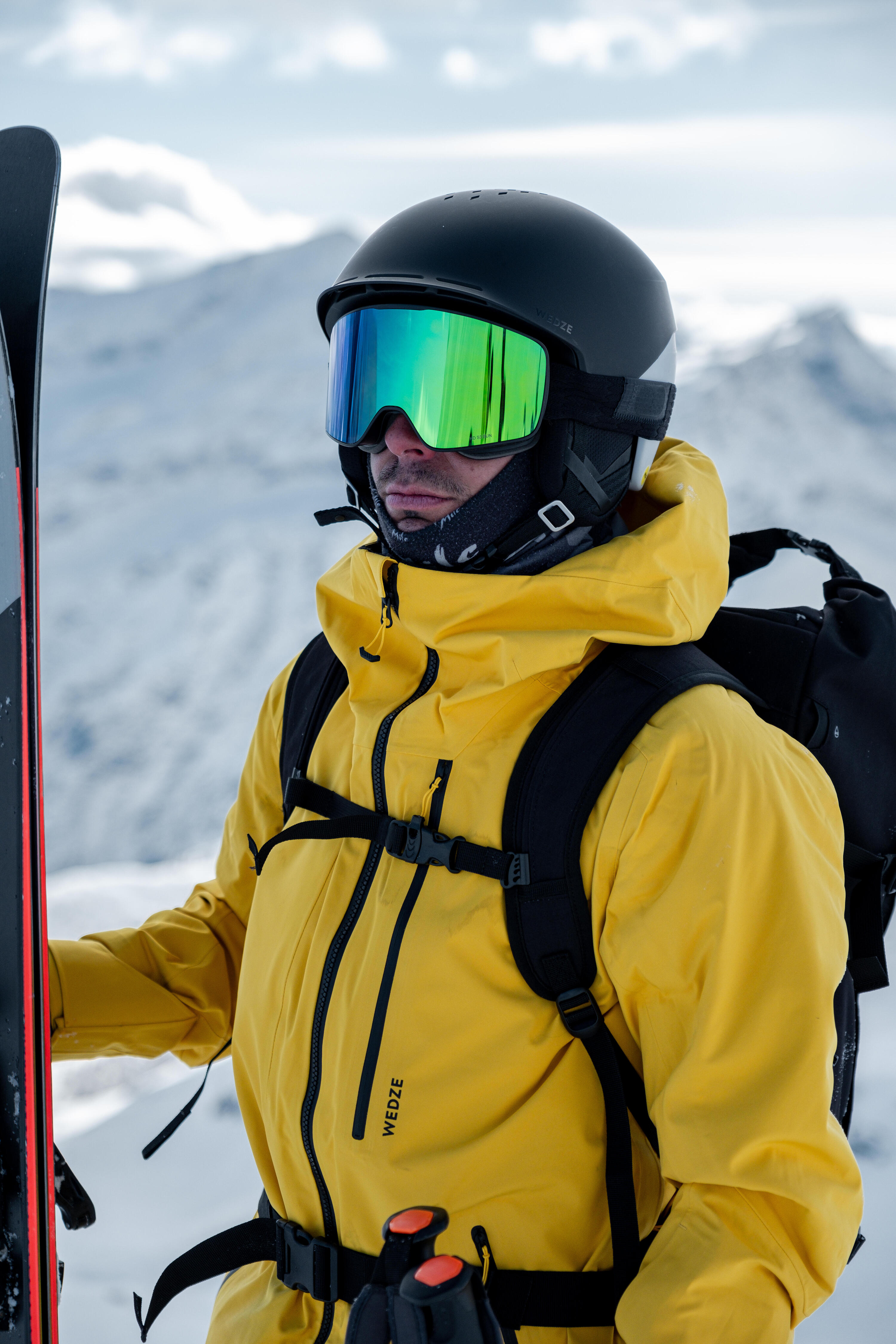 Veste de ski chaude et respirante homme, FR 500 jaune 14/14