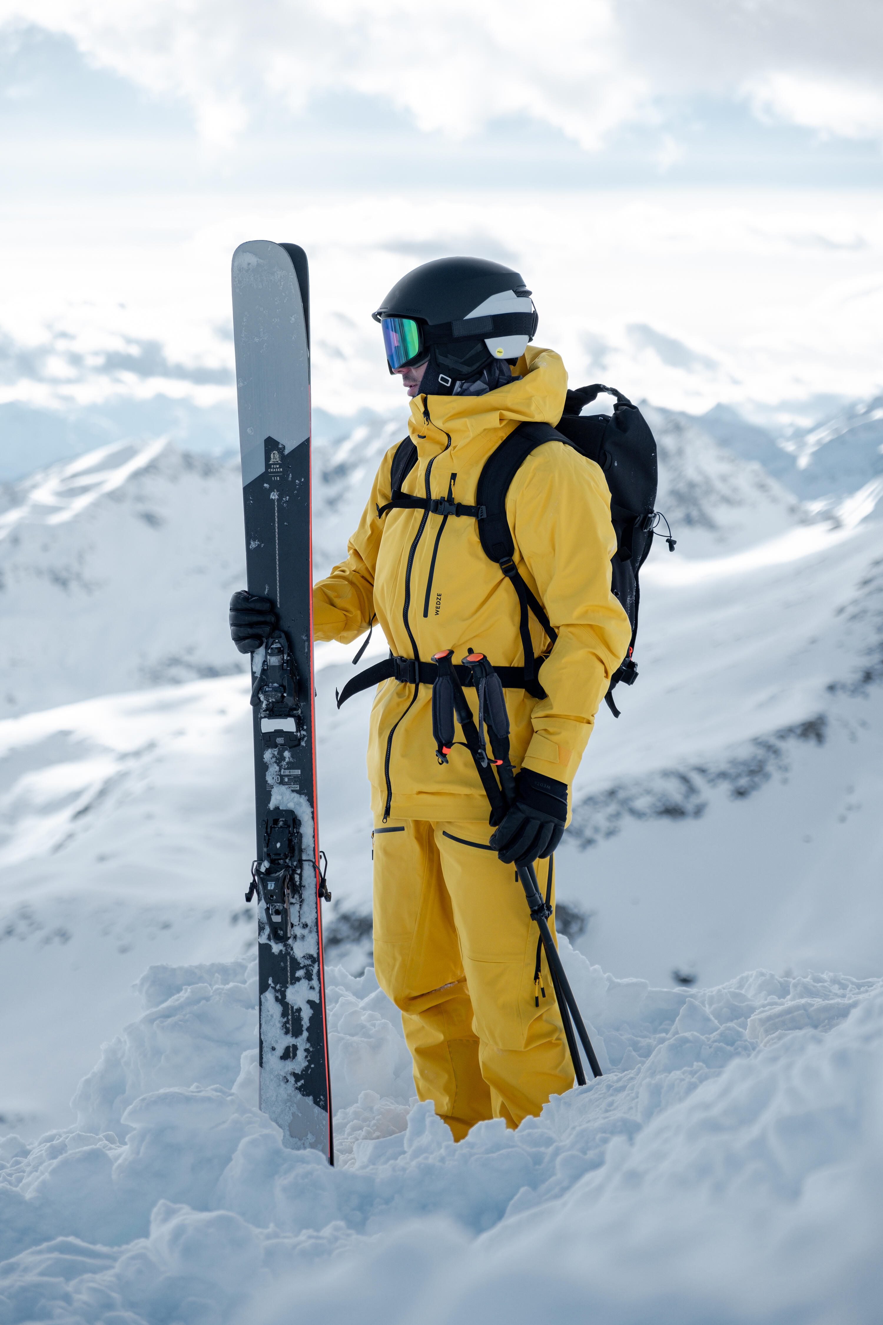 Veste de ski chaude et respirante homme, FR 500 jaune 9/14
