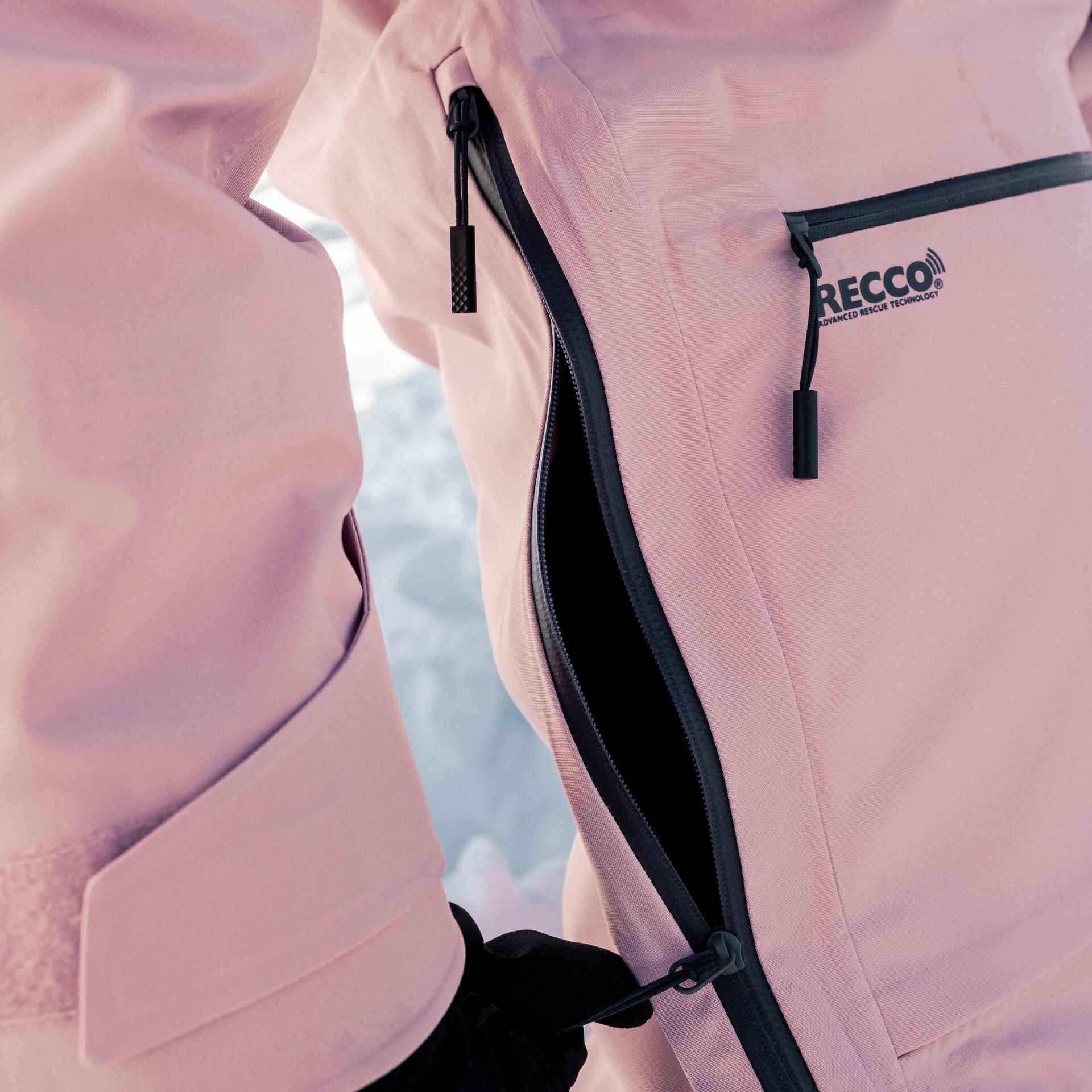Pantalon de ski rose Decathlon zip aération système RECCO