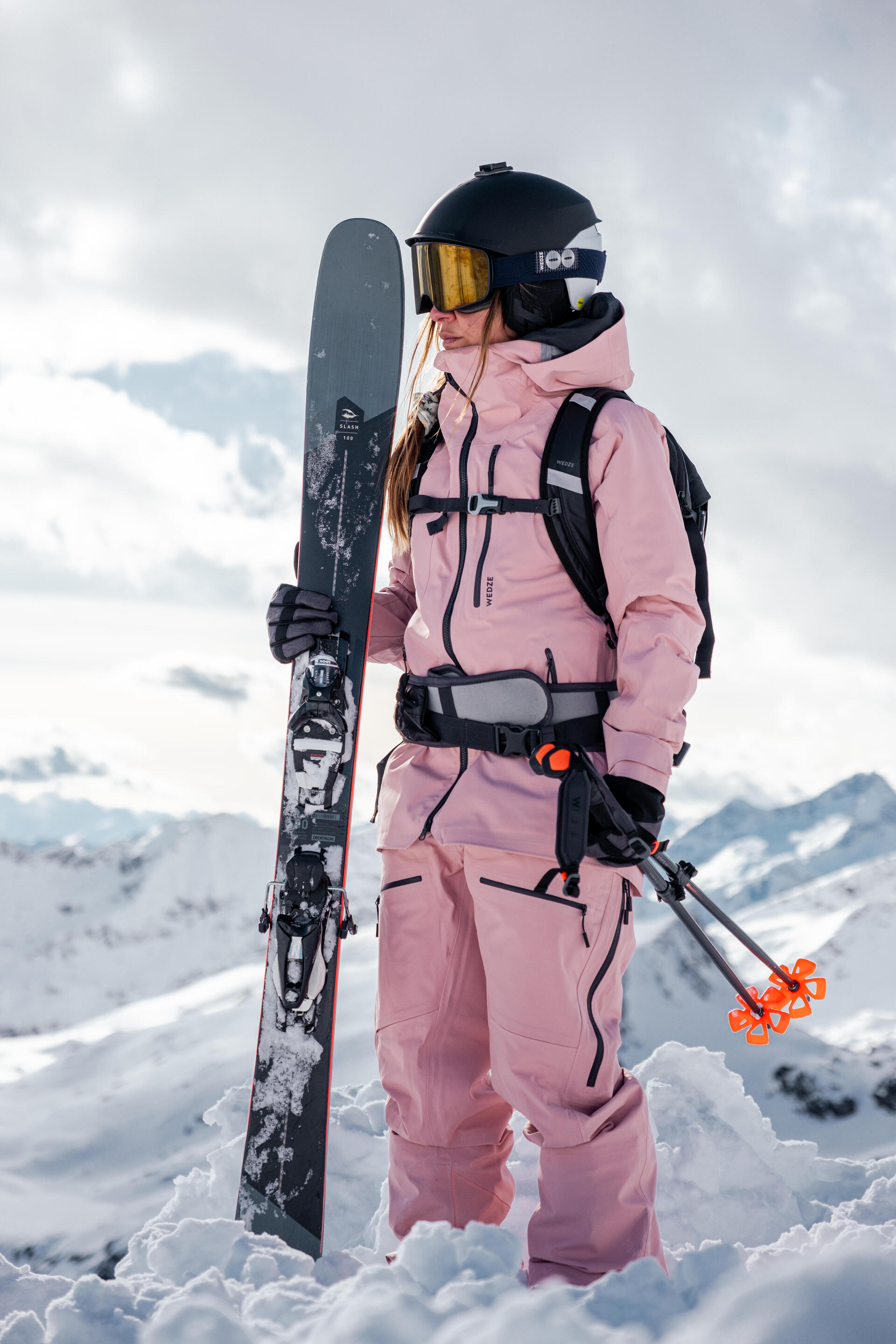 Women's Ski Snowboard Pants FR500 Pink