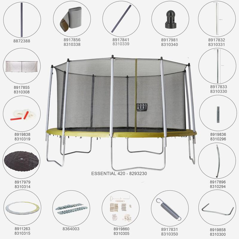 Poteau haut pour filet, pièce détachée trampoline,  Essential 365 / 420