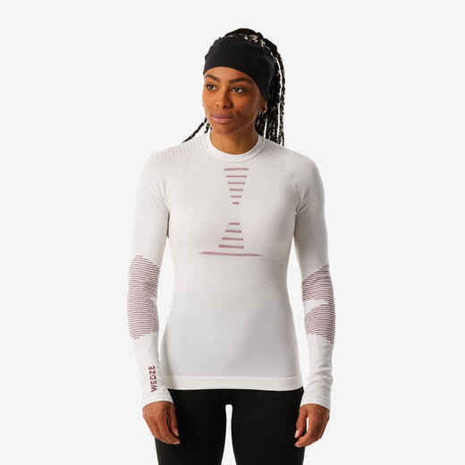 
      Women’s Seamless Merino Wool Ski Base Layer Top - BL900 Beige / Pink
  