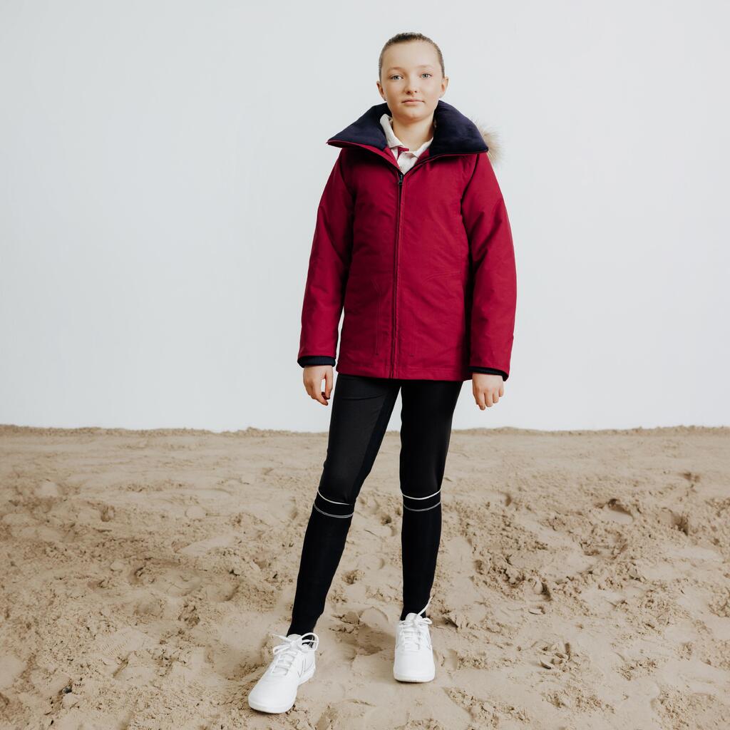 Kids' Waterproof and Warm Horse Riding Jacket 500 - Navy