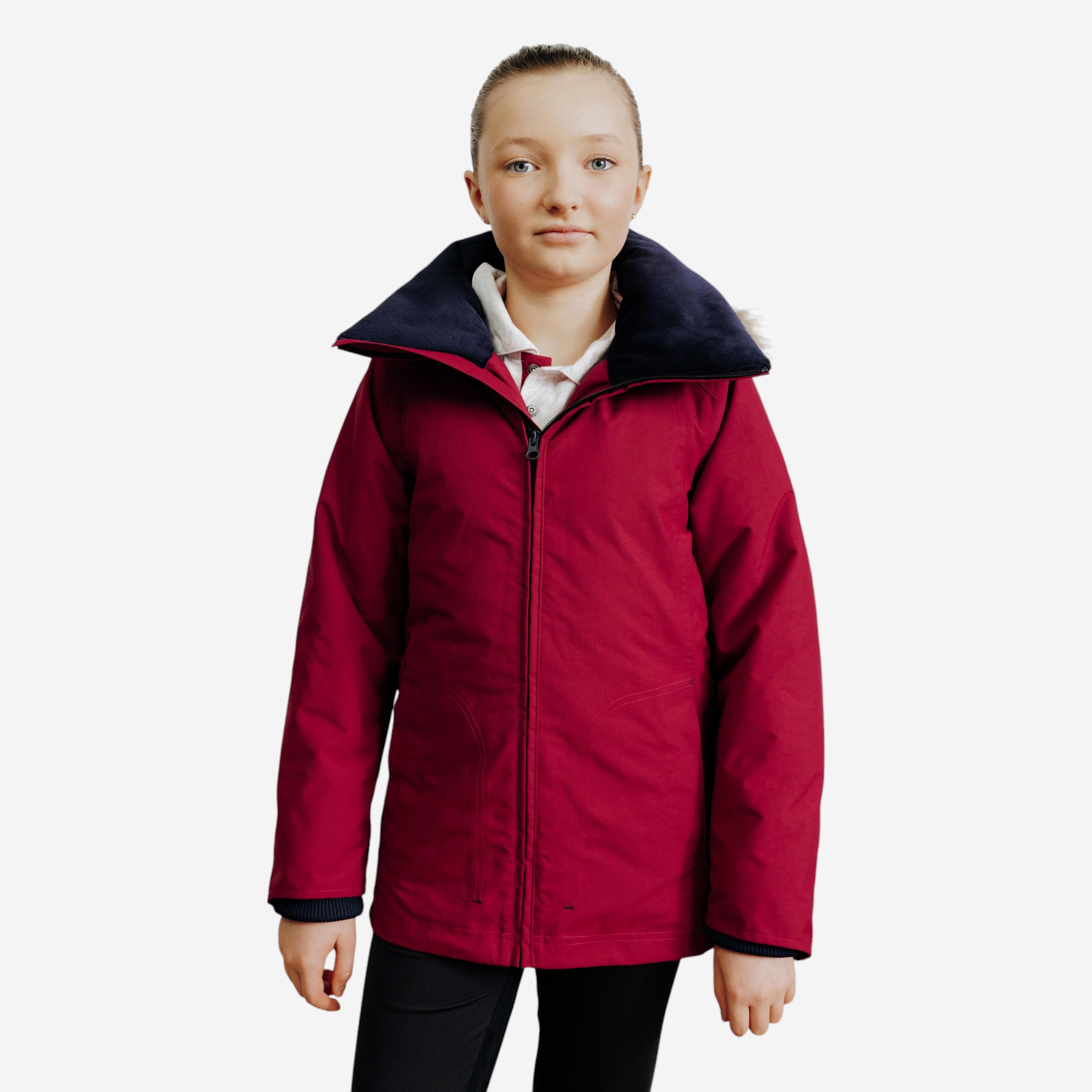 Veste equitation impermeable et chaude enfant 500 marine FOUGANZA Decathlon