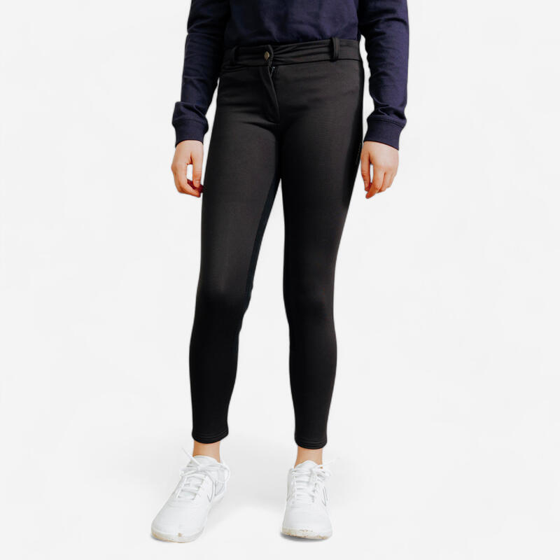 Pantalon echitație călduros 180 Bazon Negru Copii