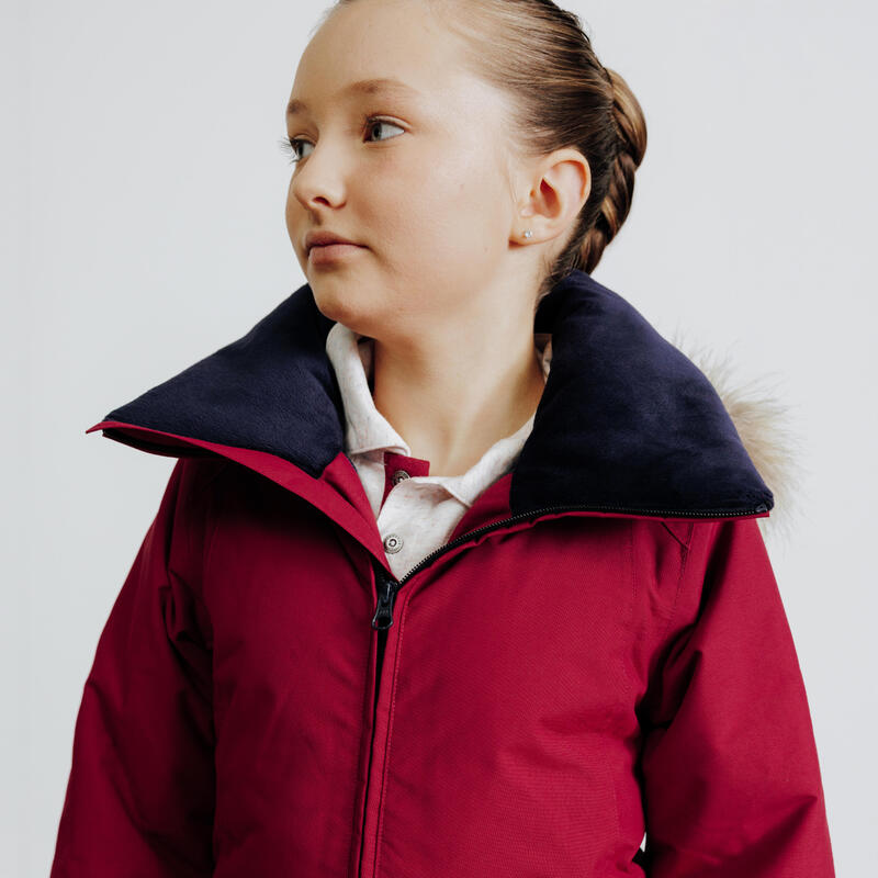 Chaqueta Equitación 500 Niños Cereza Cálida Impermeable