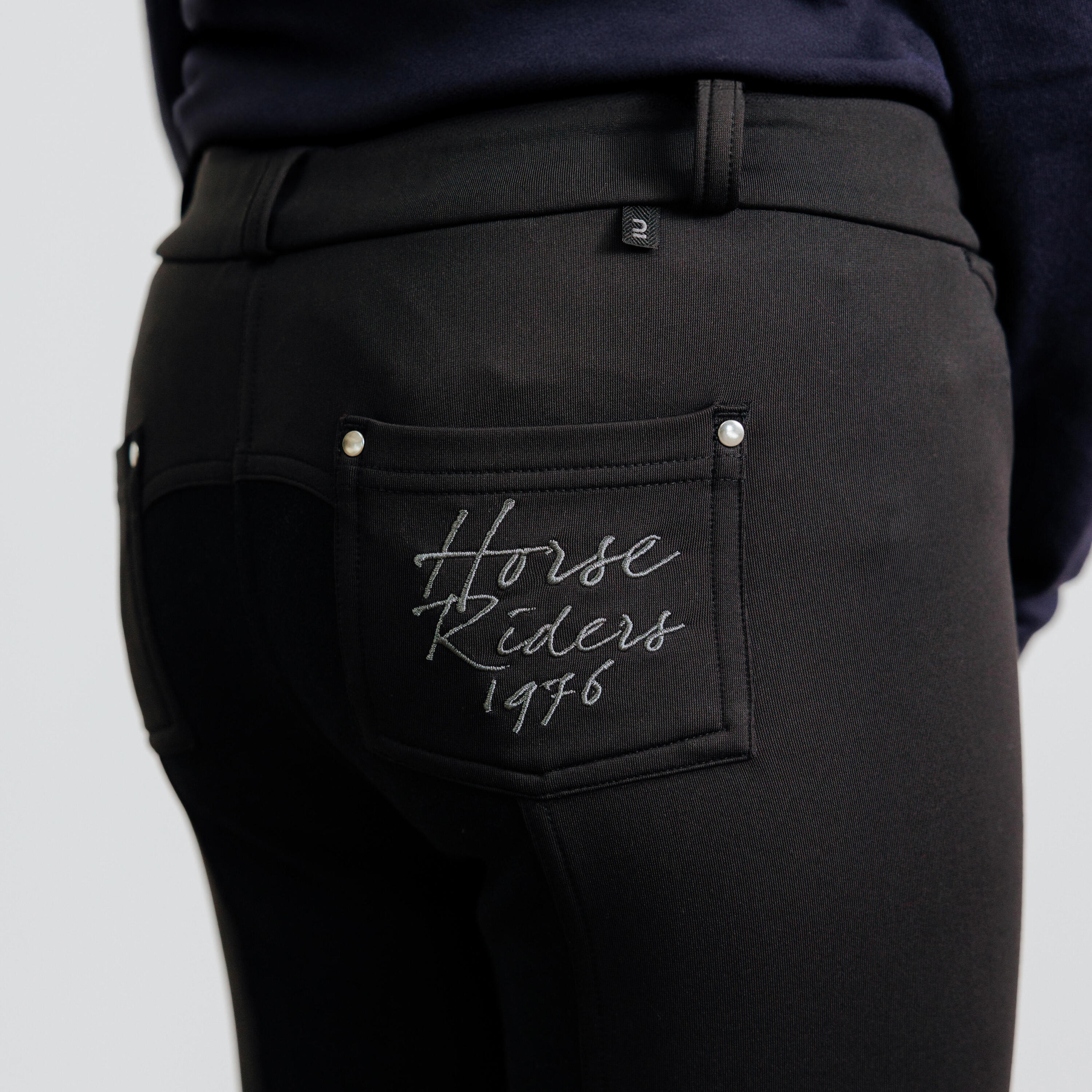 Winter-Reithose 180 Vollbesatz Kinder schwarz 4/4