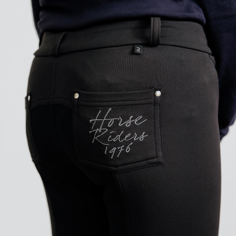 Pantalon équitation fond de peau chaud Enfant - 180 noir