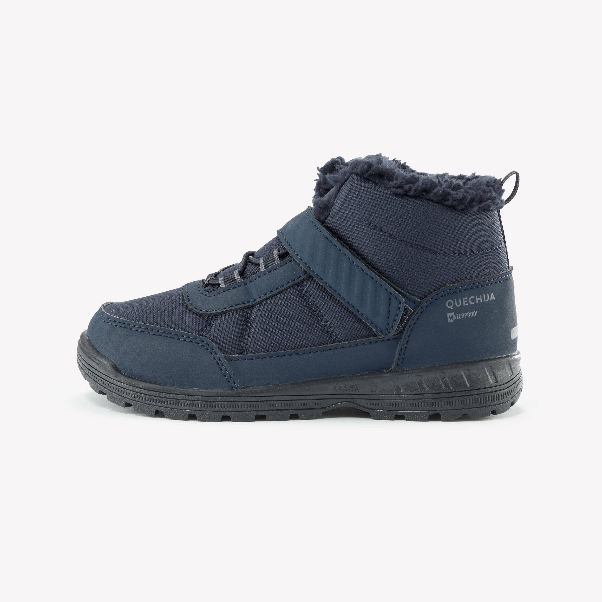 Kids warm and waterproof hiking boots, UK JR sizes 7-2, SH100 Rip-tab -  1