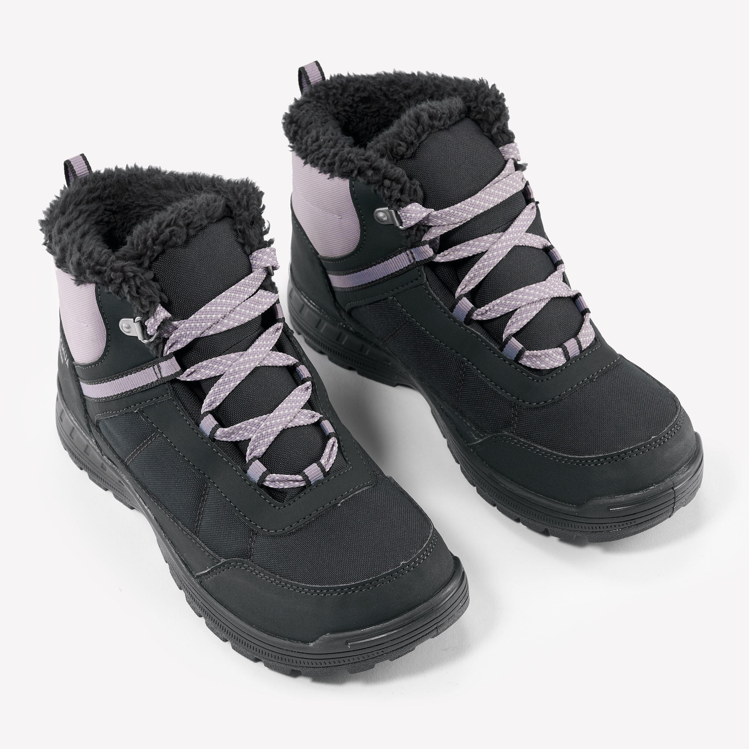 Kids’ Lace-Up Waterproof Winter Boots – SH 100 Sizes 3.5-6 - QUECHUA
