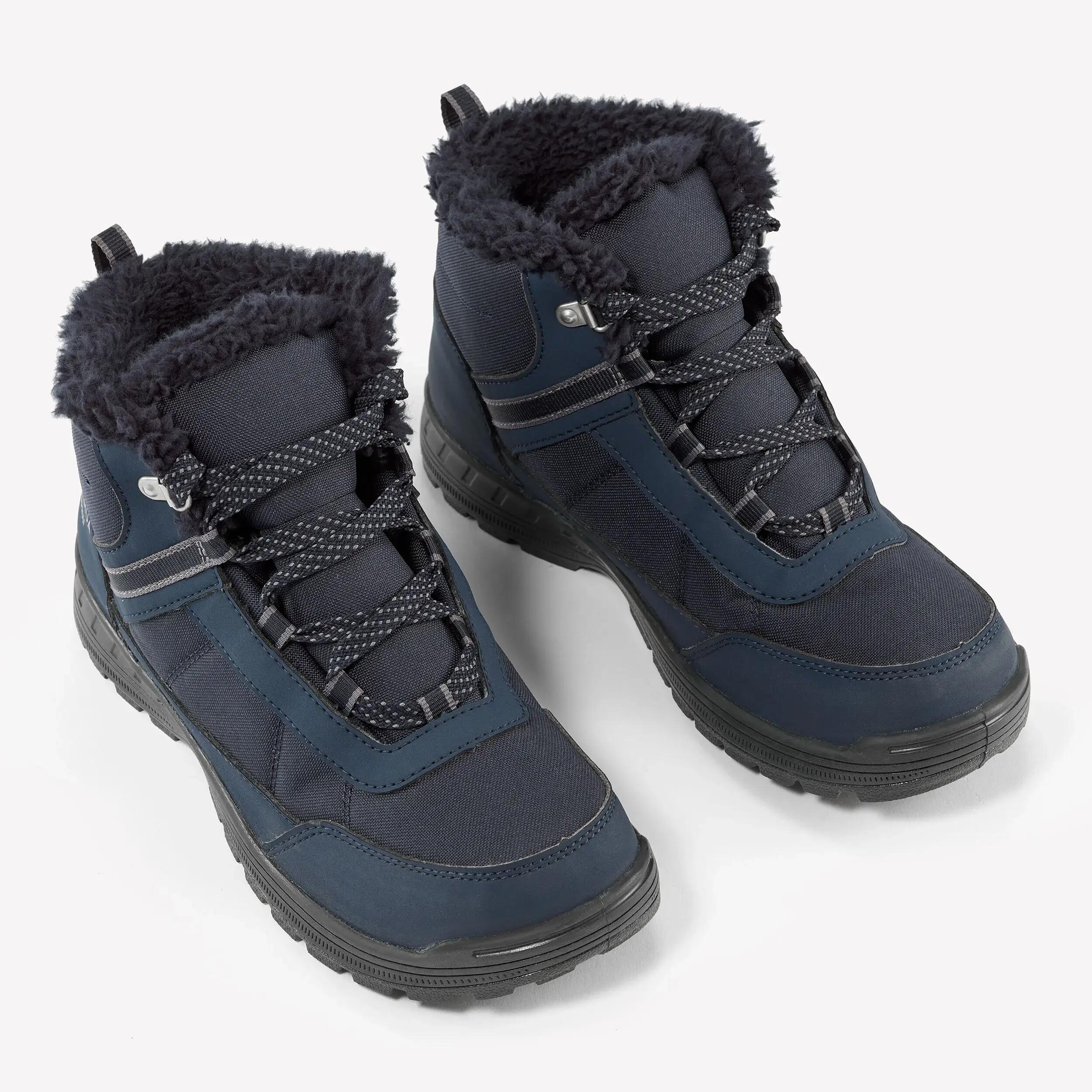 Kids’ warm and waterproof hiking boots, UK JR sizes 2.5-5, SH100 lace-ups -  2