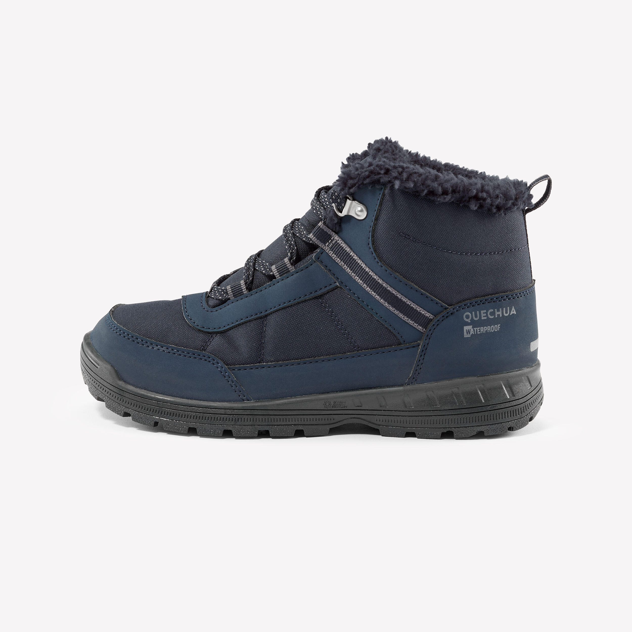 Kids’ warm and waterproof hiking boots, UK JR sizes 2.5-5, SH100 lace-ups