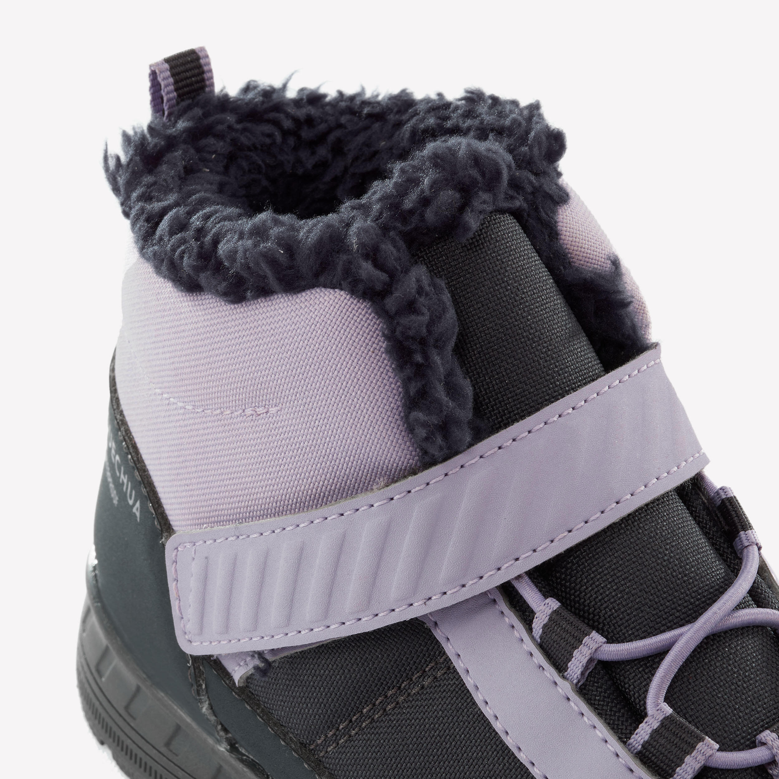 KIDS’ WARM WATERPROOF HIKING BOOTS - SH100 hook and loop strap - Size 24–34 3/8