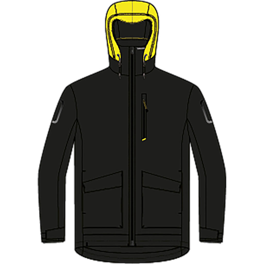 Men's Waterproof and Windproof Quarter Jacket 500 - black / neon yellow