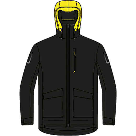 
      Men's Waterproof and Windproof Quarter Jacket 500 - black / neon yellow
  