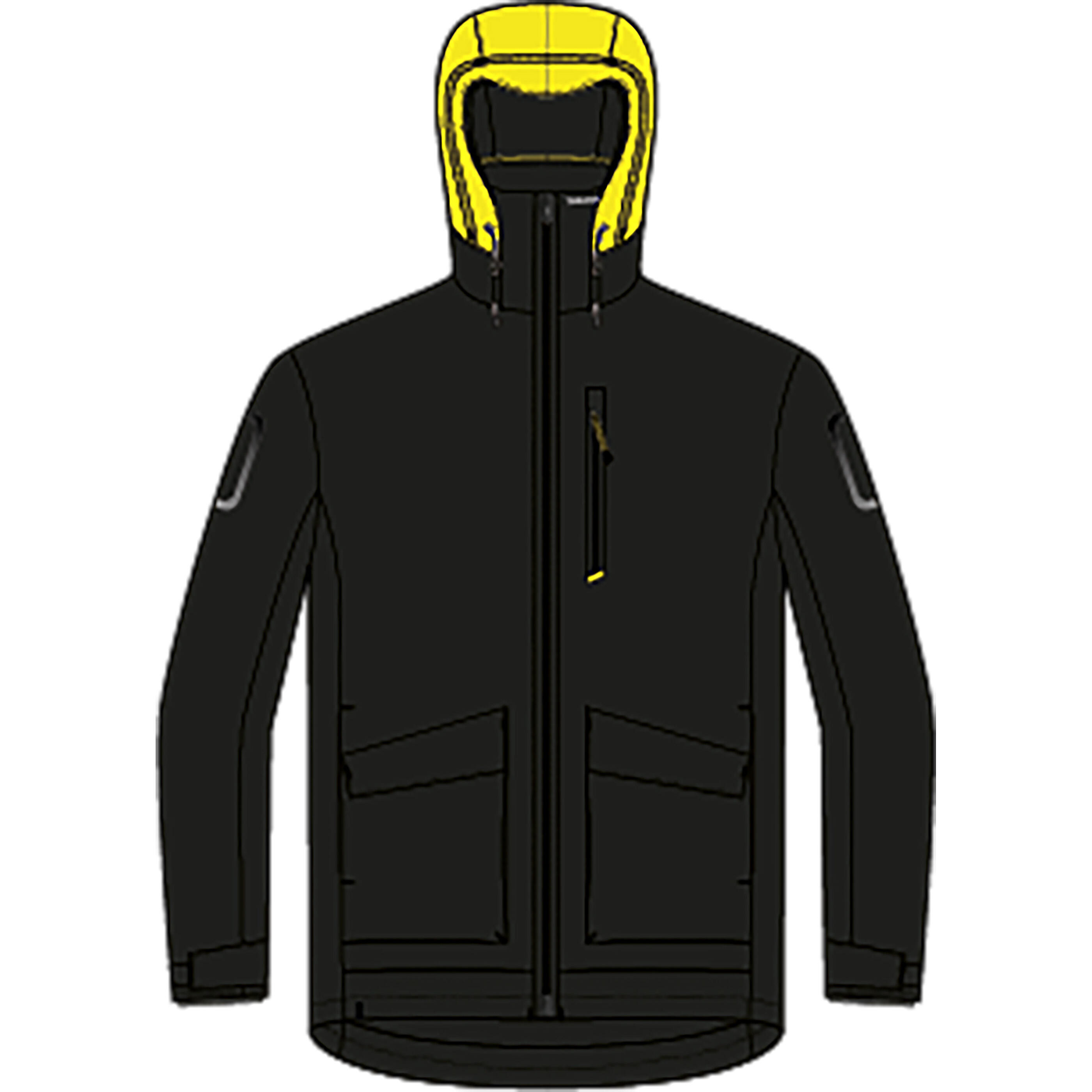 Waterproof and windproof quarter jacket, men's, 500, black / neon yellow