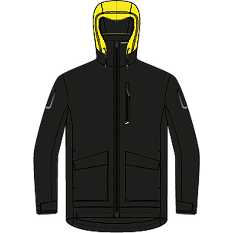 Chaqueta Vela 500 Hombre Negro Amarillo Fluorescente Impermeable Cortavientos