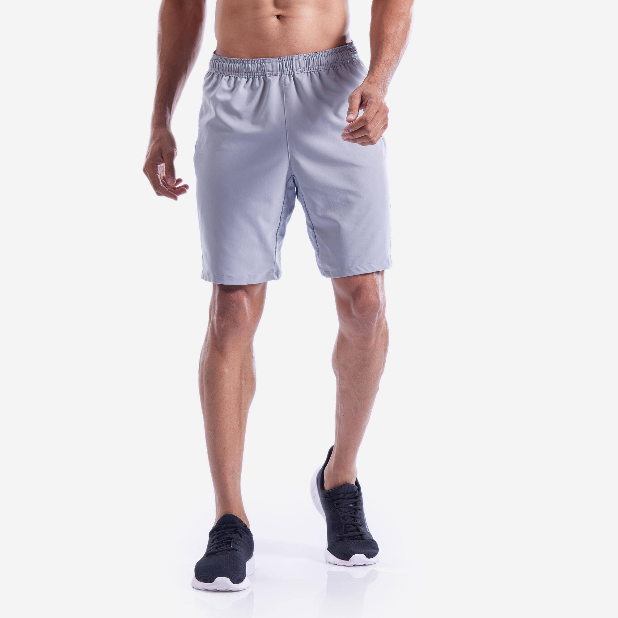 Men's Zip-Pocket Breathable Essential Fitness Shorts - Grey -  1