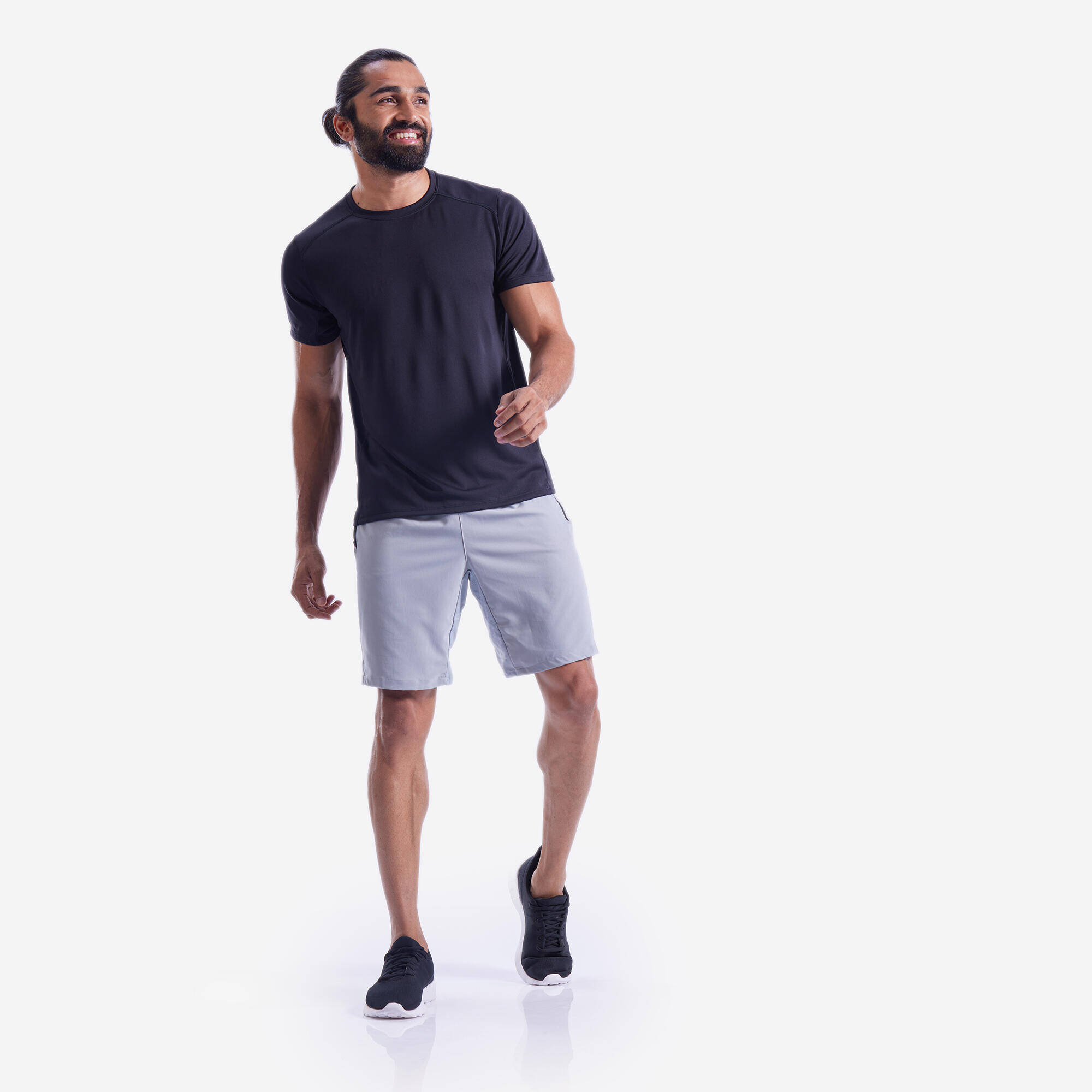 Men's Zip-Pocket Breathable Essential Fitness Shorts - Grey -  2
