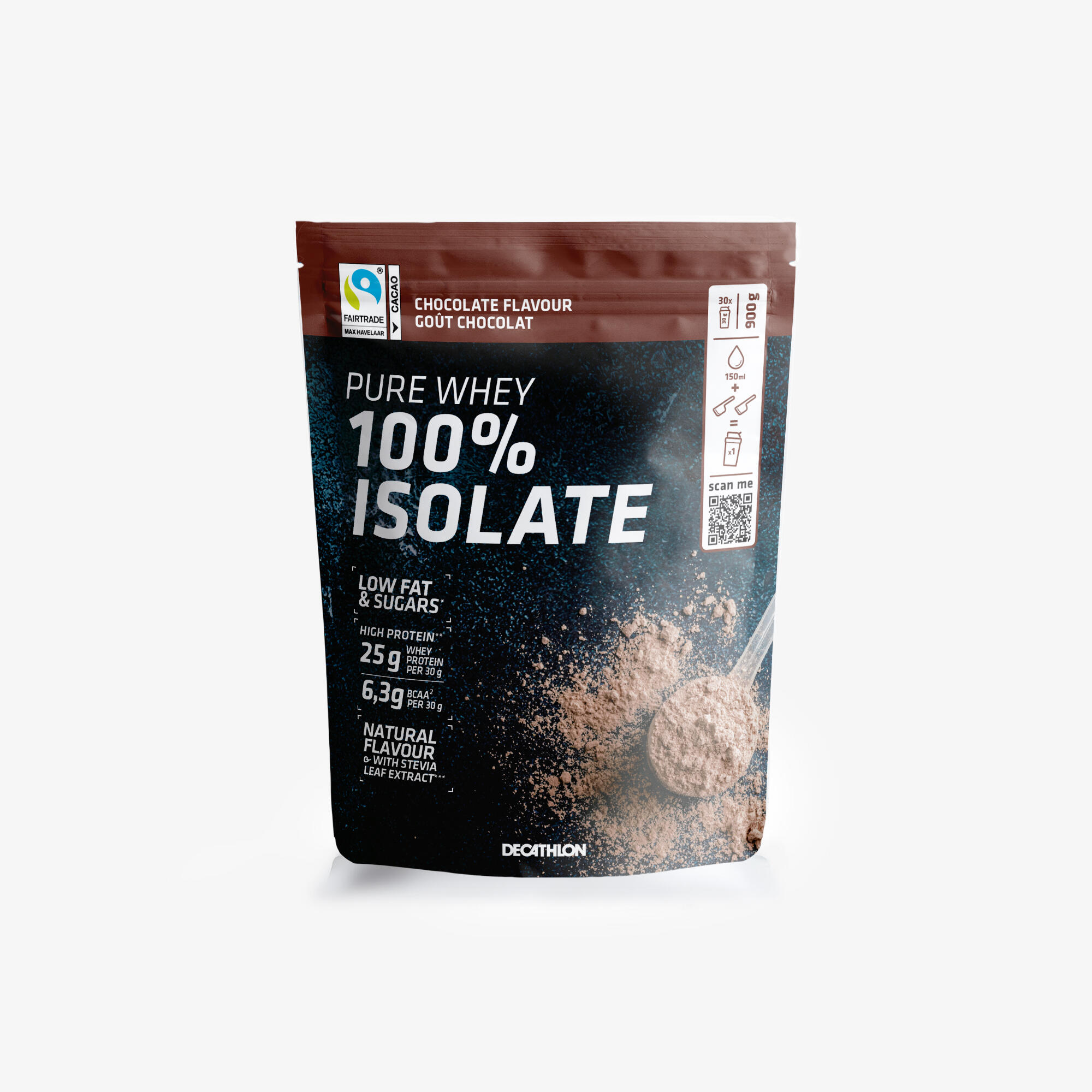 Pure whey 100% isolate chocolate flavour, 900 gr