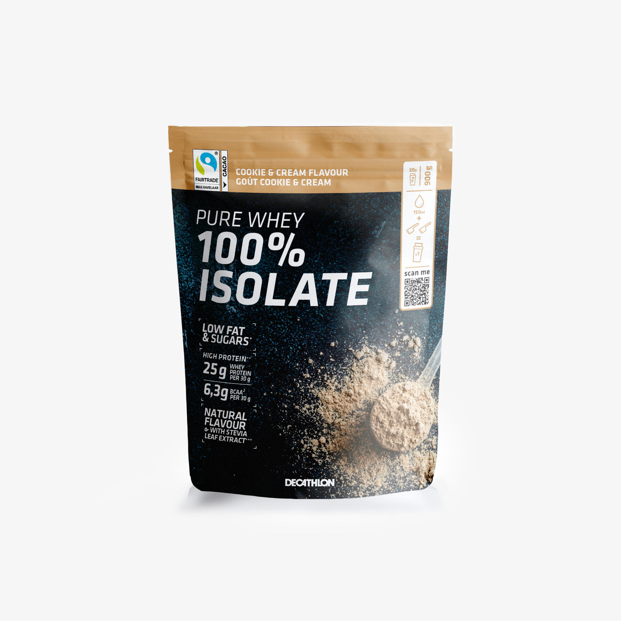 Wei-isolaat 100% zuiver cookie & cream 900 gram 1/4