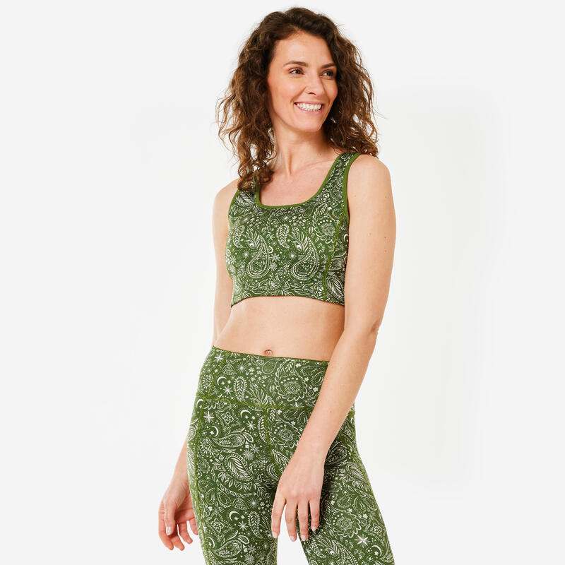 Brassière bretelles droites maintien léger femme, vert