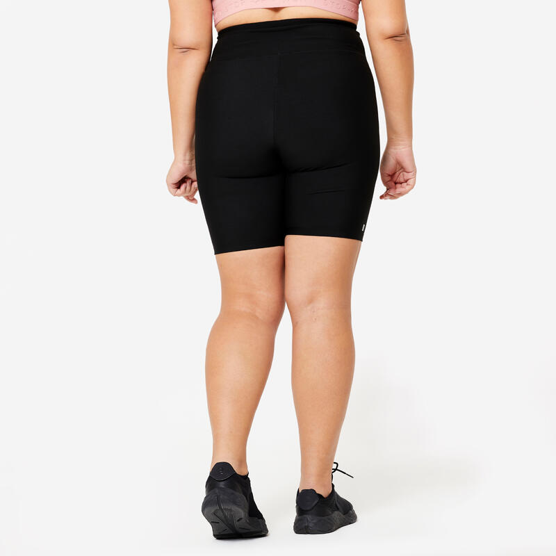 Lo.gas Fietsbroek voor dames, gevoerd, fietsbroek voor dames, korte hoge taille, elastische fietsbroek met zak, A-zwart, M