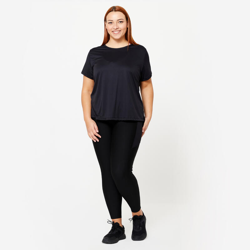 T-shirt manches courtes fitness cardio Plus Size femme Noir