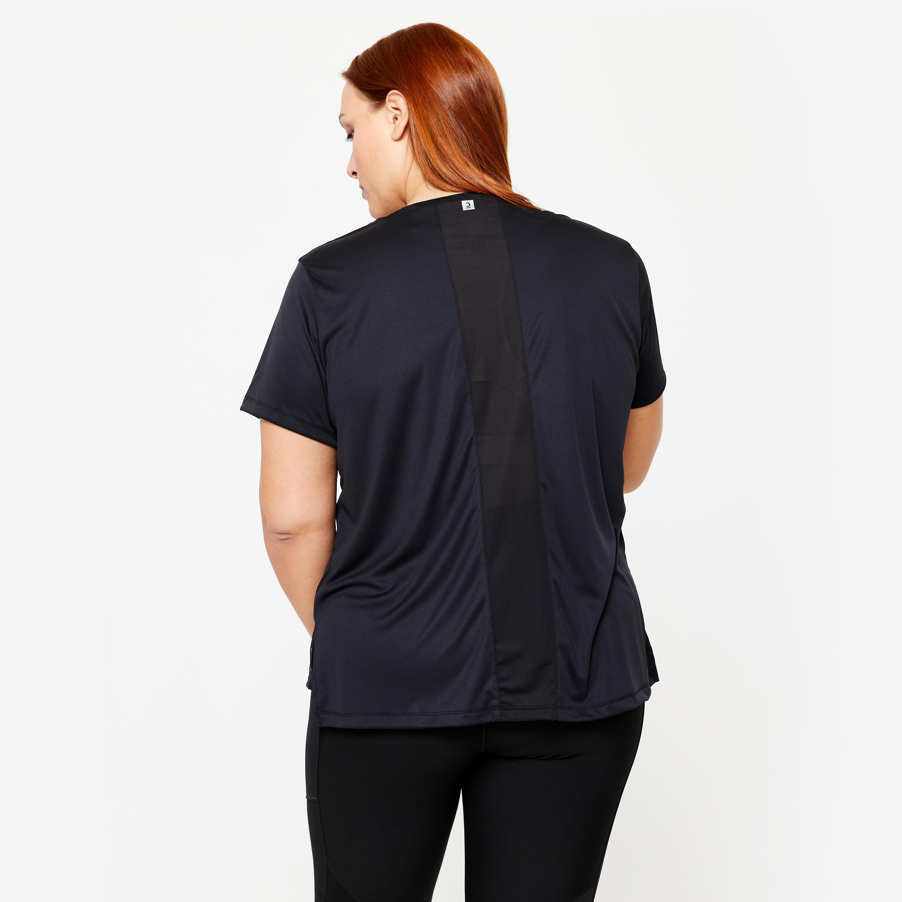Camiseta Fitness Cardio Mujer Negro Manga Corta Tallas Grandes 4/6