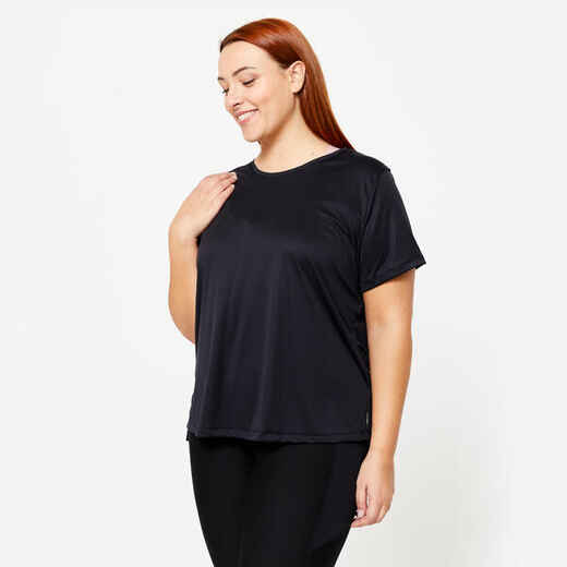 
      Moteriški plius dydžio trumparankoviai sportiniai marškinėliai, juodi
  
