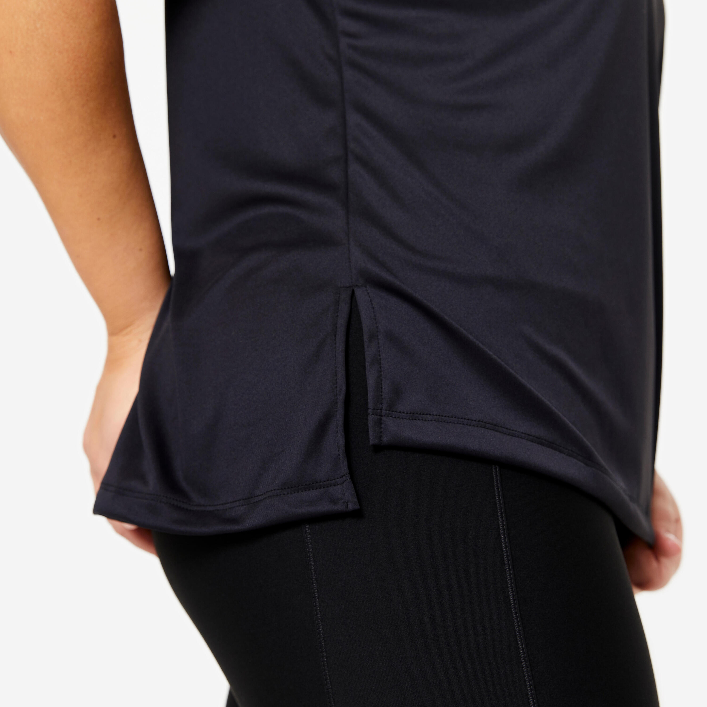 Camiseta Fitness Cardio Mujer Negro Manga Corta Tallas Grandes 6/6