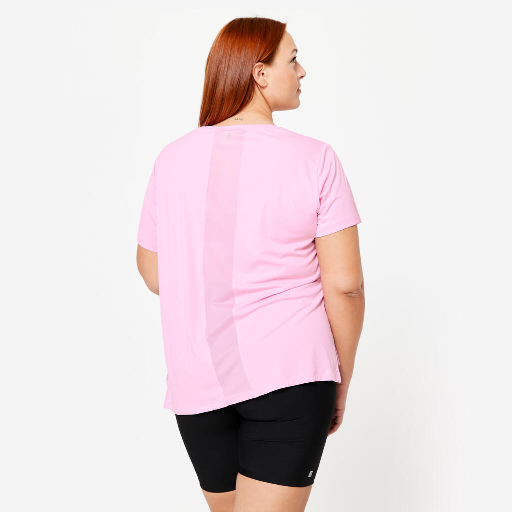 T-shirt manches courtes fitness cardio Plus Size femme Rose clair