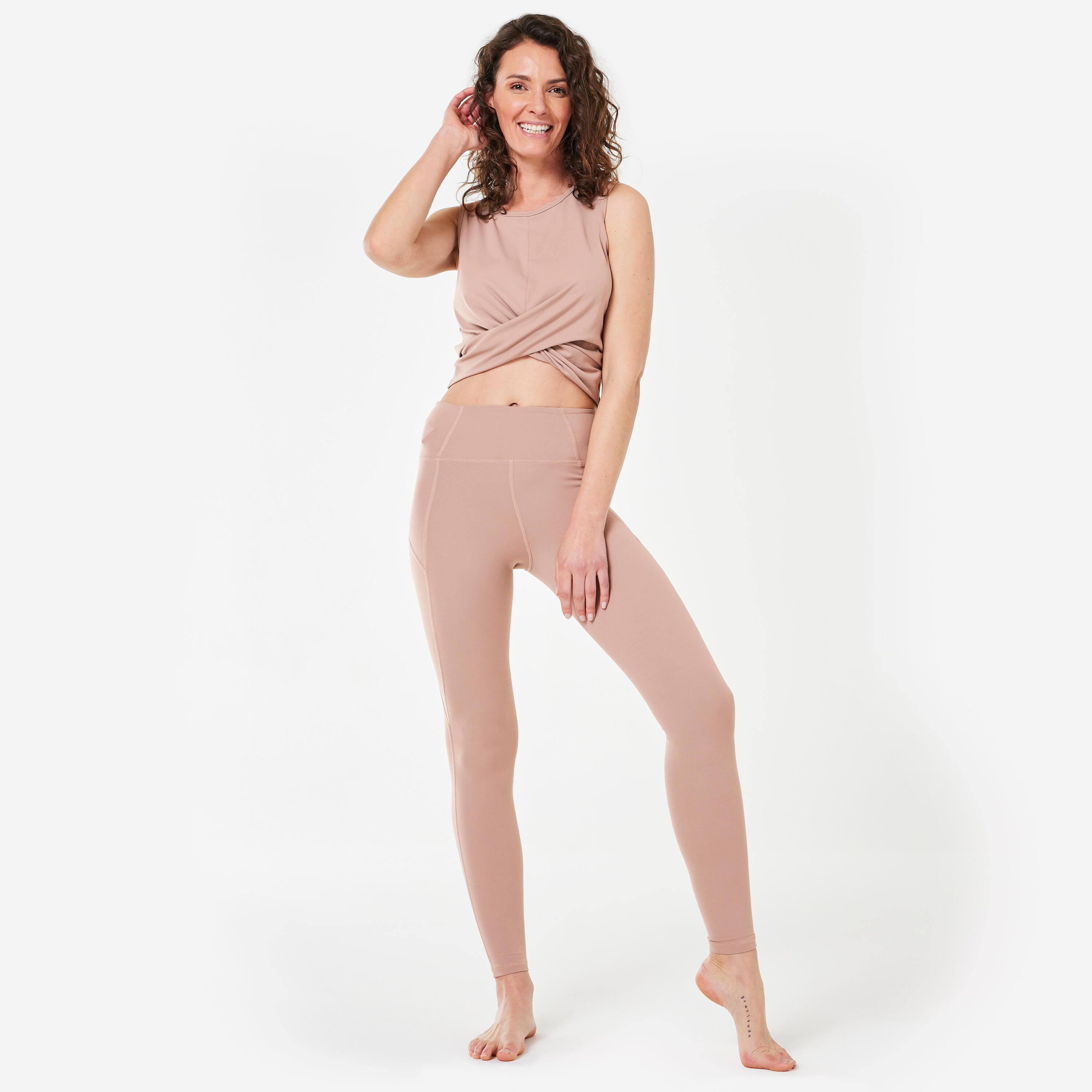 Camiseta Mujer Marrón Sin Mangas Crop Top Ceñida 2/5