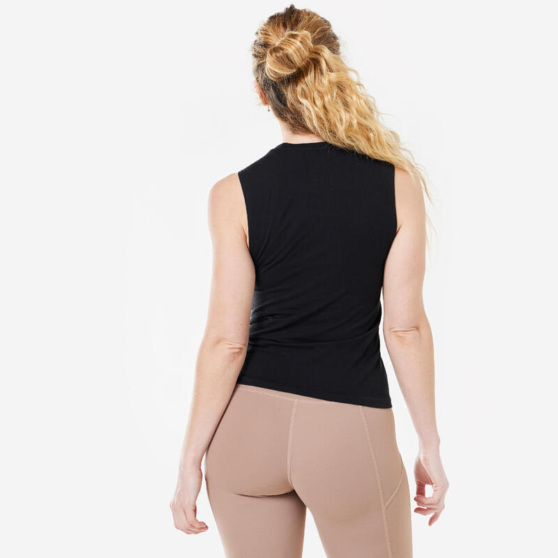 Top dynamisches Yoga nahtlos - schwarz 