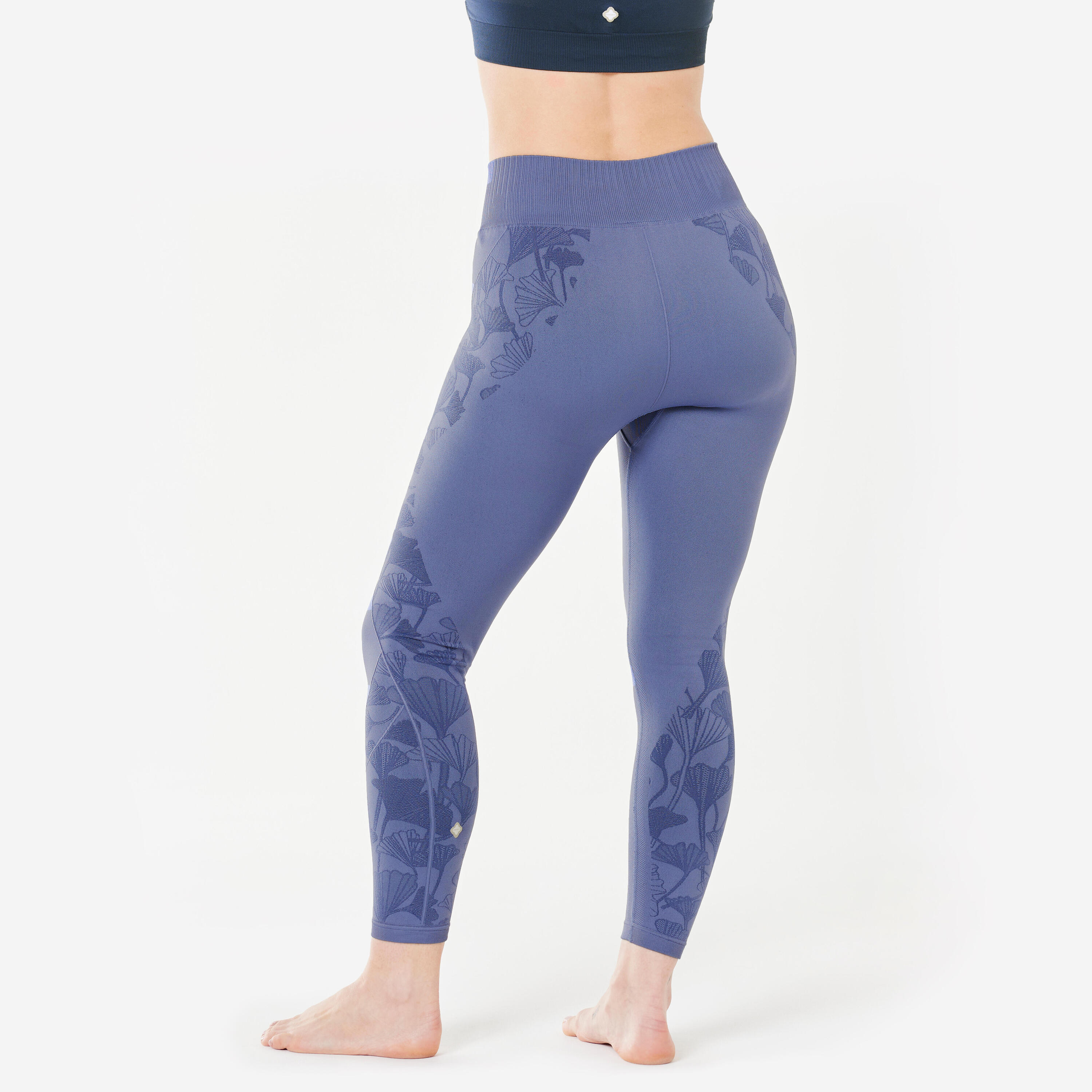 Leggings 7/8 donna yoga traspiranti senza cuciture azzurri 4/5