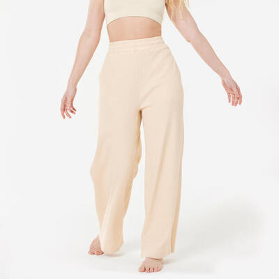 Pantaloni tuta donna yoga cropped fluidi marroni