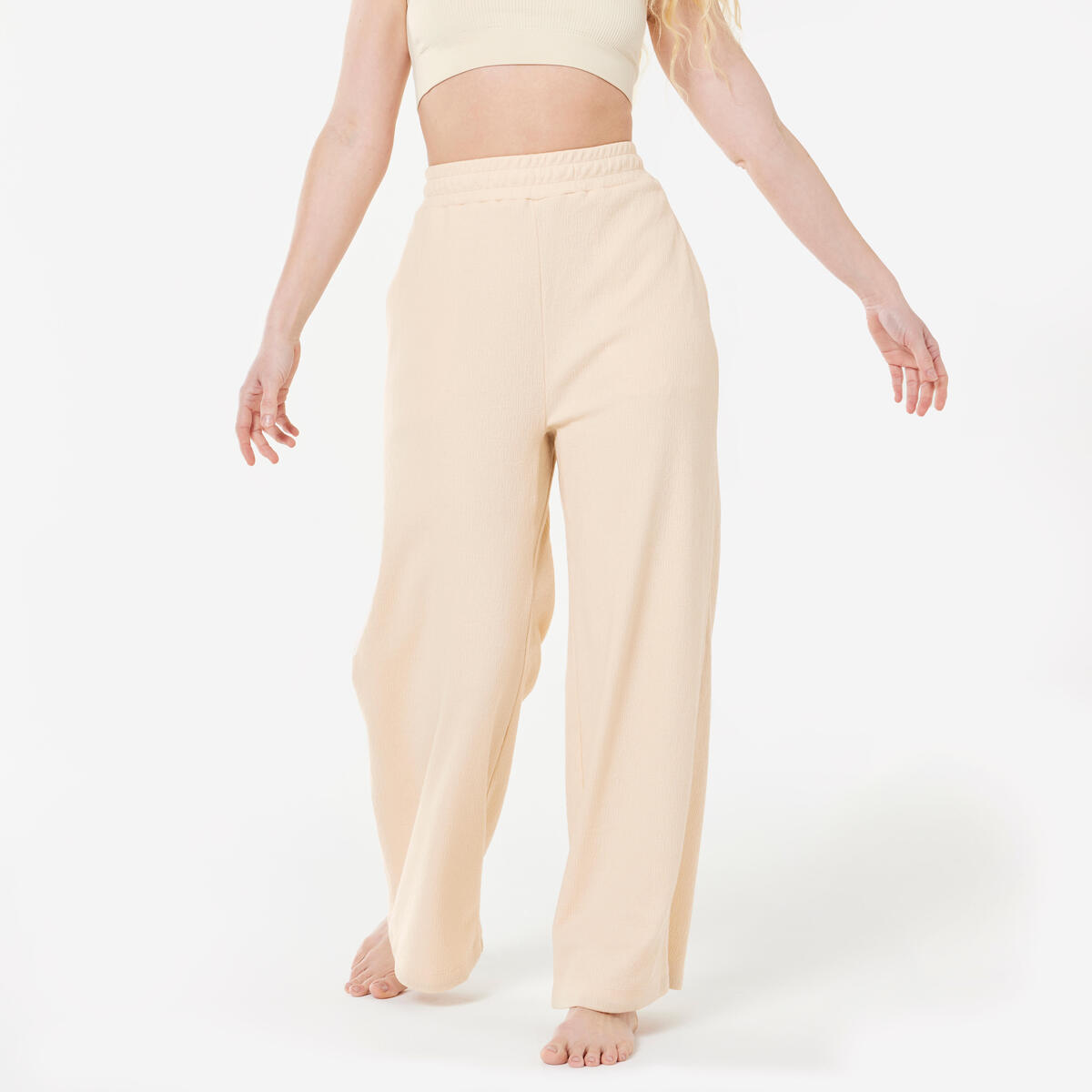 Pantalon yoga de retraite femme, beige crème