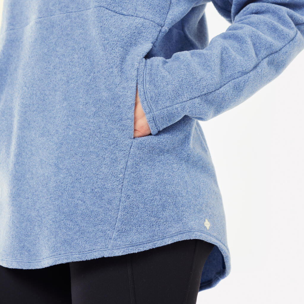 Women's High Collar Fleece Sweatshirt - Blue