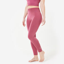 Legging long yoga effet seconde peau taille haute, violet magenta